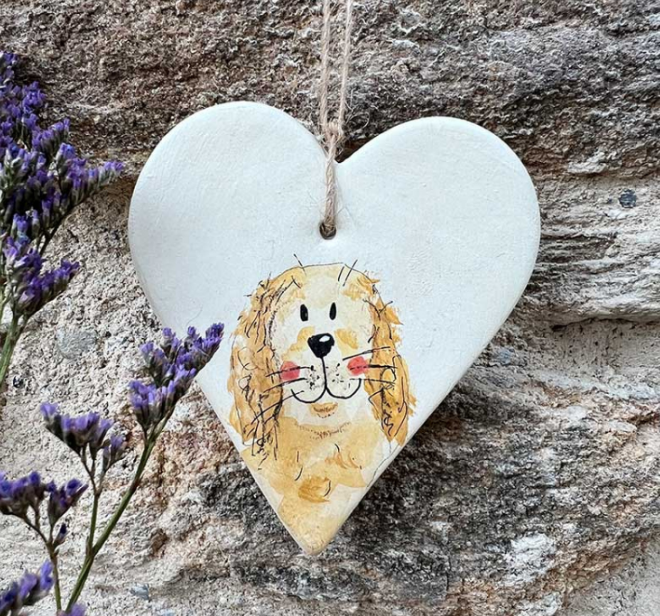 Spaniel Ceramic Heart Decoration